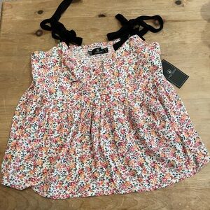 Volcom NWT floral Gauzy Smocked Back Coquette style top feminine swim M